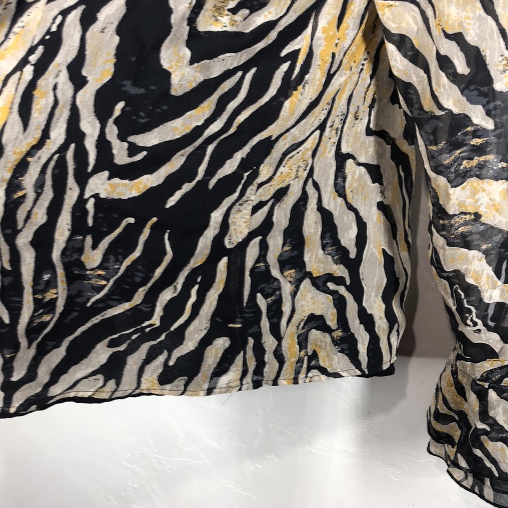 Coldwater Creek Zebra Print Silk Blouse Size Large - image 5
